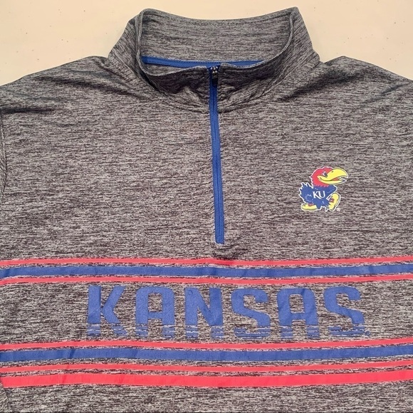 Mens Colosseum University of Kansas JAYHAWKS 1/4 zip Shirt/Pullover XL - Picture 4 of 8